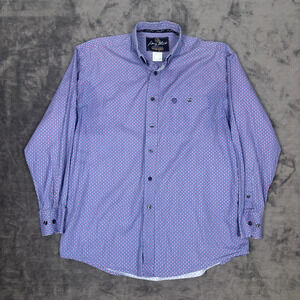 Wrangler George Straight Collection Men's Size Medium Blue Geometric Long Sleeve